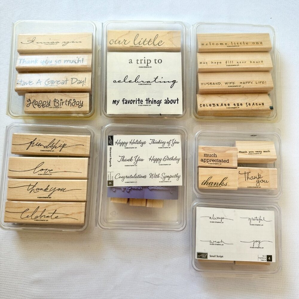 Stampin' Up! Wooden Stamp Sets Words & Phrases Vogue Verses Small Script